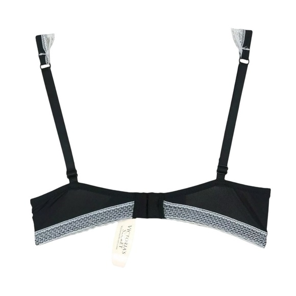 New Victorias Secret Unlined Demi Bra Lace Trim Sheer Stretch Black - Picture 2 of 4